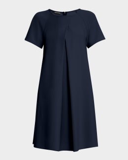 Emporio Armani Emma Pleated V-Neck Mini Dress | Neiman Marcus