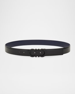 ベルト FERRAGAMO BLACK LEATHER GANCINI BELT Ferragamo Men's Reversible Leather Gancini-Buckle Belt