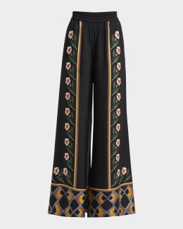 Etro Geometric Paisley Jersey Flare Pants | Neiman Marcus