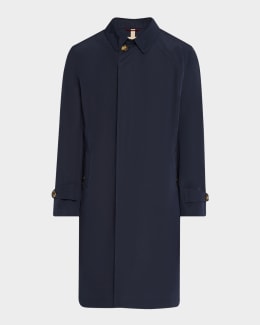 Saint Laurent Men's Long Silk Twill Trench Coat | Neiman Marcus