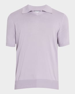 Saint Laurent Men's Johnny-Collar Knit Polo Shirt | Neiman Saint Laurent Men's Johnny-Collar Knit Polo Shirt | Neiman