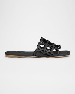 Ferragamo Leah Gancini Bit Leather Slide Sandals | Neiman Marcus