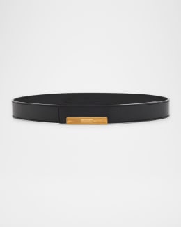 Moschino Men's Metal Logo Leather Belt | Neiman Marcus