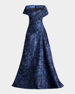 Tadashi Shoji Cap-Sleeve A-Line Floral Lace Gown | Neiman Marcus Tadashi Shoji Cap-Sleeve A-Line Floral Lace Gown | Neiman Marcus