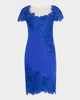 Tadashi Shoji Ruffle Two-Tone One-Shoulder Gown | Neiman Marcus