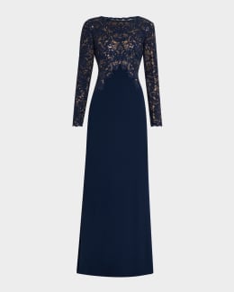 ★セール♪★TADASHI SHOJI フローラルイリュージョンドレス★ Tadashi Shoji Embroidered Floral Illusion Gown | Neiman Marcus