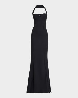 Chiara Boni La Petite Robe One-Shoulder Draped Illusion Gown