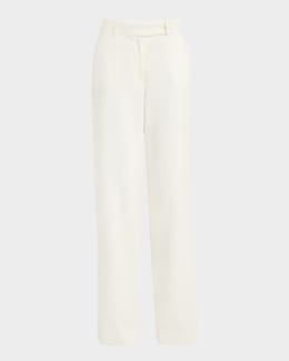 THE ROW Caledon Pleated Wide Leg Wool Silk Pants | Neiman Marcus