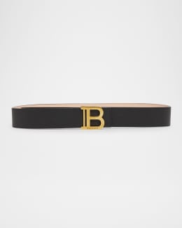 【関税込み】Balmain ブラック B カーフスキン ナローベルト Balmain Balmain B-Logo Buckle Belt - 4cm Calfskin - Size