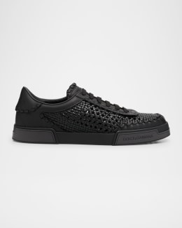 Dolce&Gabbana Men's Portofino Printed Leather Sneakers with