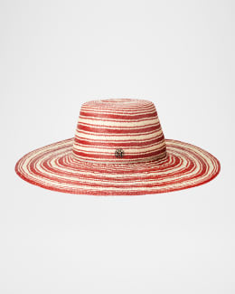 Maison Michel Gina Bicolor Straw Floppy Hat | Neiman Marcus
