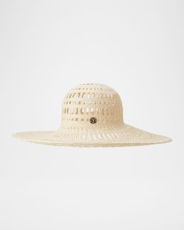 Maison Michel Austin Denim Strass Straw Cowboy Hat | Neiman