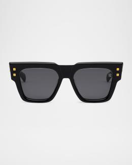 Balmain Imperial Black Acetate & Titanium Rectangle  display picture 3