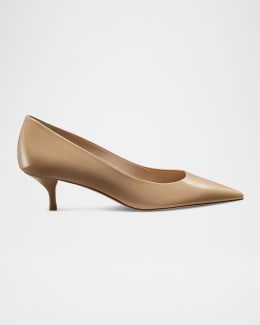 Stuart Weitzman Stuart Leather Kitten-Heel Pumps | Neiman Marcus