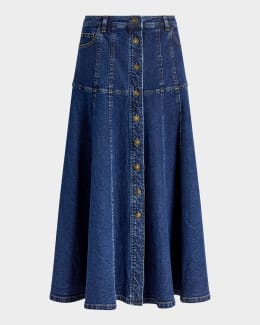 【mnem】Midi Denim Skirt Cinq a Sept Veena Denim Midi Skirt | Neiman Marcus