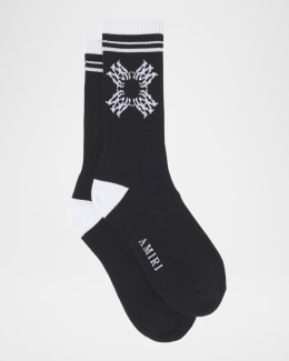 Amiri Men's MA Double-Stripe Ribbed Crew Socks | Neiman Marcus