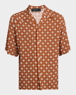 Valentino Garavani Men's Bowling Shirt with Toute La V Print
