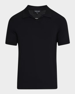 Giorgio Armani Men's Textured Knit Short-Sleeve Quarter-Zip