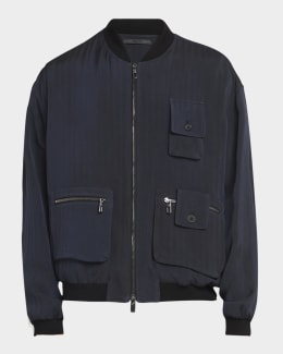 Giorgio Armani Men's Napa Leather Full-Zip Bomber Jacket | Neiman