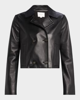 Vince Leather Zip-Front Jacket | Neiman Marcus