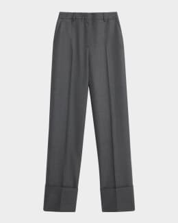 Bottega Veneta Subtle Striped Straight-Leg Wool Trousers