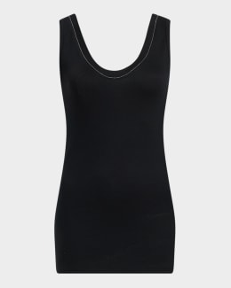 Saint Laurent Scoop-Neck Silk Tank Top | Neiman Marcus
