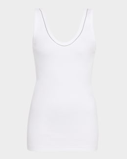 ALAIA Darts Stretch Cotton Tank Top | Neiman Marcus