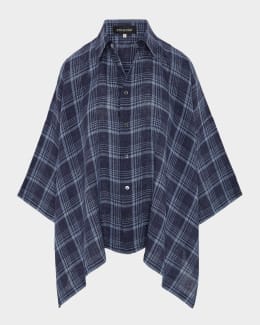 eskandar × Neiman Marcus ダブルカラーシャツ Eskandar Sz 2 (XL/2X) 100% Silk Nieman Marcus Double Collar