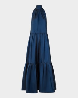 Akris punto Mix-Media Dot Sequined Flounce Midi Dress | Neiman Marcus