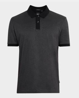 Giorgio Armani Men's Textured Knit Short-Sleeve Quarter-Zip Polo