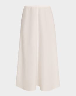 Emporio Armani Pleated Striped Side-Slit Midi Skirt | Neiman
