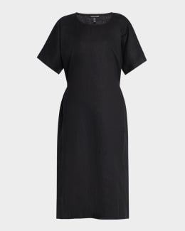 Emporio Armani Ruched Boat-Neck Knee-Length Jersey Dress