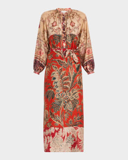 Pierre-Louis Mascia Ombre Landscape-Print Midi Shirtdress | Neiman