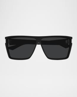 Saint Laurent Sleek Logo Plastic Cat-Eye Sunglasses | Neiman Marcus