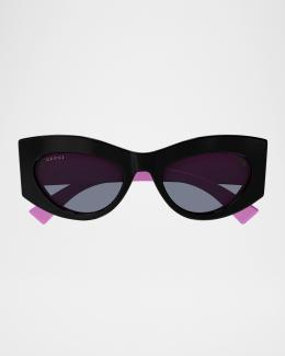 Gucci Black Cat-Eye Sunglasses with Purple Case and Pouch GG0377SK style Gucci GG0377SKN 001 Sunglasses Women main image 4