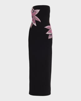 Aidan Mattox Pleated Metallic Chiffon Column Gown | Neiman Marcus