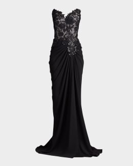 Tadashi Shoji Pleated One-Shoulder Metallic Gown | Neiman Marcus