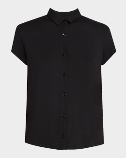 Theory ブラウス MODERN GGT CAP SLV BLOUSE Theory Cap-Sleeve Modern Silk Georgette Blouse | Neiman Marcus