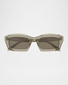 ALAIA アライア 矩形フレム サンクラス AA0081S0 003 ALAIA AA0081S Rectangle Acetate Sunglasses | Neiman Marcus