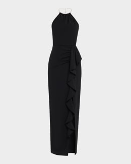 Black Halo Lena Strapless Floral-Print Midi Sheath Dress | Neiman Marcus