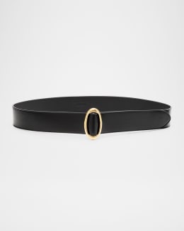 Saint Laurent YSL Buckle Leather Belt | Neiman Marcus