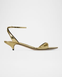 THE ROW Silk Kitten-Heel Slide Sandals | Neiman Marcus THE ROW Silk Kitten-Heel Slide Sandals | Neiman Marcus