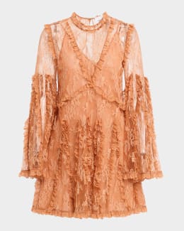BCBGMAXAZRIA Strapless Lace-Inset Pleated Mini Dress | Neiman Marcus