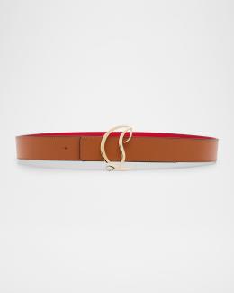 Christian Louboutin Cabata Paris Spike Skinny Belt in Calf 