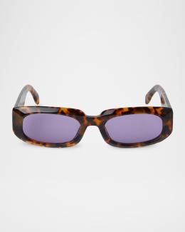 Palm Angels White Oval Sunglasses with Purple Lenses and Gold Accents Palm Angels Posey Sunglasses 0107 White - eye-oo.com main image 4