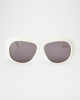 BY FAR Texas Matt Oval Metal & Acetate Sunglasses | Neiman  display picture 2