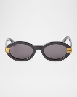 BY FAR Texas Matt Oval Metal & Acetate Sunglasses | Neiman  display picture 1