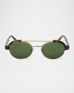 BY FAR Texas Matt Oval Metal & Acetate Sunglasses | Neiman  display picture 3