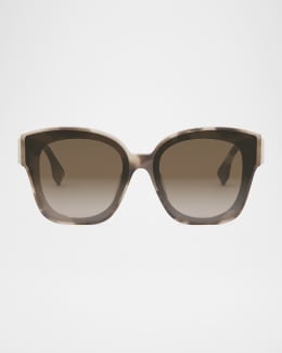 Fendi Oversized Logo Square Acetate & Metal Sunglasses
