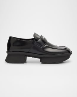 Prada Brushed Leather Ball Chain Loafers | Neiman Marcus